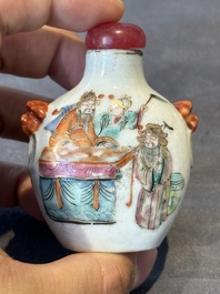 A Chinese famille rose snuff bottle with narrative design, Tongzhi mark and of the period