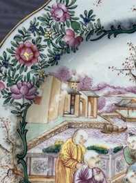 Two fine Chinese Canton famille rose 'mandarin subject' plates, Qianlong