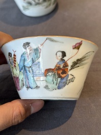 A rare set of eight Chinese famille rose 'Sanxing' nesting bowls, Tongzhi mark and of the period