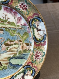 Three unusual Chinese Canton famille rose plates, 19th C.