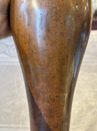 An unusual and large Chinese bronze vase, Ming