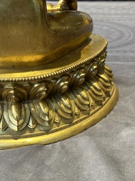 A rare Chinese gilt bronze Buddha Shakyamuni, 18th C.
