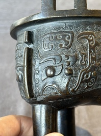 A fine Chinese bronze censer and cover with a Buddhist lion, 'ding 鼎', Xuande Mark, Ming
