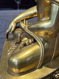 A rare Chinese gilt bronze Buddha Shakyamuni, 18th C.