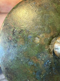 Two Chinese archaic bronze food vessels, 'ding 鼎', Han