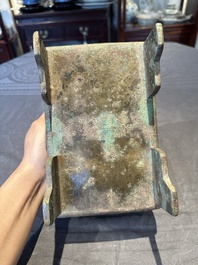 A very rare bronze food vessel and cover, 'fang xu 方盨', middle Western Zhou