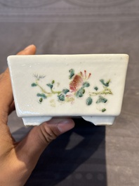 A pair of rectangular Chinese famille rose jardinieres with floral design, Republic