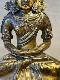 A Sino-Tibetan gilt bronze Buddha Amitayus, dated 1770, Qianlong
