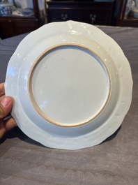 Two fine Chinese Canton famille rose 'mandarin subject' plates, Qianlong