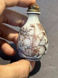 Eight Chinese Peking glass snuff bottles, Qianlong mark, 19/20th C.