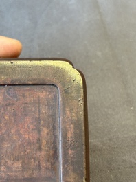 A rare Chinese rectangular bronze box and cover, Ming