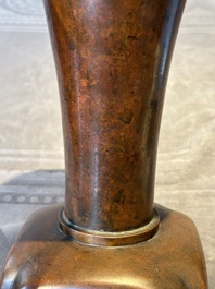 An unusual and large Chinese bronze vase, Ming