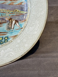 A Chinese famille rose Meissen-style plate and a monogrammed Canton famille rose plate, Qianlong