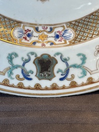 A Chinese famille rose dish with the arms of Bistrate and Prolli for the Belgian market, Qianlong