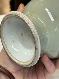 A rare Chinese blue and white, celadon-and-ge-glazed triple gourd vase, Kangxi