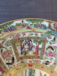 A large Chinese Canton famille rose bowl with a bronze stand, 19th C.