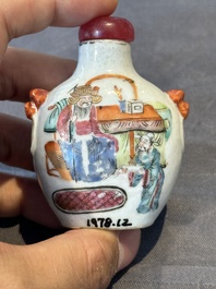A Chinese famille rose snuff bottle with narrative design, Tongzhi mark and of the period