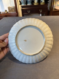 A pair of Chinese verte-Imari 'qilin' plates, Kangxi