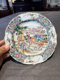 Two fine Chinese Canton famille rose 'mandarin subject' plates, Qianlong
