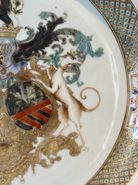 A Chinese famille rose dish with the arms of Bistrate and Prolli for the Belgian market, Qianlong