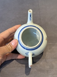 A Chinese famille verte teapot and a famille rose black-ground teapot, Kangxi/Yongzheng