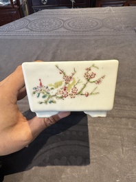 A pair of rectangular Chinese famille rose jardinieres with floral design, Republic