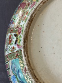 A large Chinese Canton famille rose bowl with a bronze stand, 19th C.