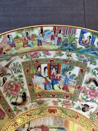 A large Chinese Canton famille rose bowl with a bronze stand, 19th C.