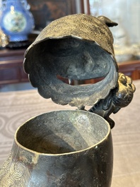 A rare and large Chinese bronze lion-form censer, Southern Song