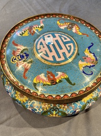 A pair of Chinese cloisonn&eacute; censers with covers and stands, 19/20th C.