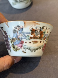 A rare set of eight Chinese famille rose 'Sanxing' nesting bowls, Tongzhi mark and of the period