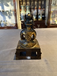 A Sino-Tibetan gilt bronze Buddha Amitayus, dated 1770, Qianlong