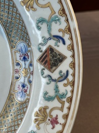A Chinese famille rose dish with the arms of Bistrate and Prolli for the Belgian market, Qianlong