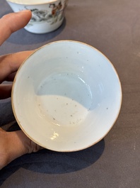 A rare set of eight Chinese famille rose 'Sanxing' nesting bowls, Tongzhi mark and of the period