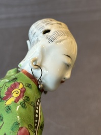 Two Chinese famille rose reclining figures, 19th C.