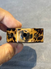 A Chinese inscribed tortoiseshell veneer snuff bottle, Guangxu mark, dated 1930