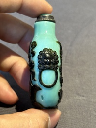 Eight Chinese Peking glass snuff bottles, Qianlong mark, 19/20th C.
