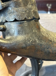 A rare and large Chinese bronze lion-form censer, Southern Song