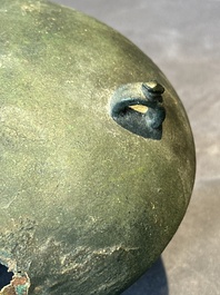 Two Chinese archaic bronze food vessels, 'ding 鼎', Han
