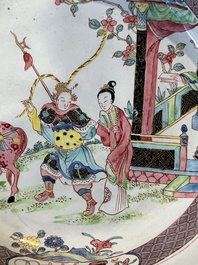 A pair of Chinese Canton enamel 'Fengyiting 鳳儀亭' plates, Yongzheng