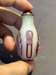 Eight Chinese Peking glass snuff bottles, Qianlong mark, 19/20th C.