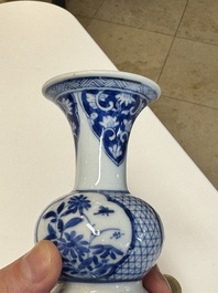A rare Chinese blue and white, celadon-and-ge-glazed triple gourd vase, Kangxi