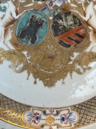 A Chinese famille rose dish with the arms of Bistrate and Prolli for the Belgian market, Qianlong