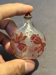 Eight Chinese Peking glass snuff bottles, Qianlong mark, 19/20th C.