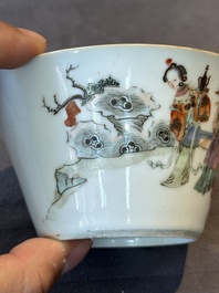 A rare set of eight Chinese famille rose 'Sanxing' nesting bowls, Tongzhi mark and of the period