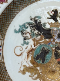 A Chinese famille rose dish with the arms of Bistrate and Prolli for the Belgian market, Qianlong