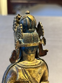 A Sino-Tibetan gilt bronze Buddha Amitayus, dated 1770, Qianlong