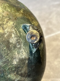 Two Chinese archaic bronze food vessels, 'ding 鼎', Han