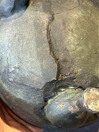 Two Chinese archaic bronze food vessels, 'ding 鼎', Han