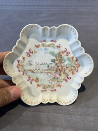 A Chinese famille rose Meissen-style teapot and stand, Qianlong